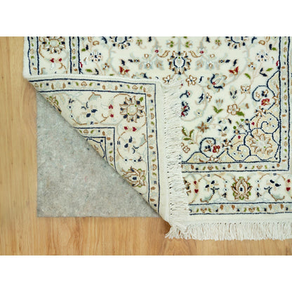 2'8"X12'1" Ivory Nain Hand Knotted 100% Wool 250 Kpsi Runner Oriental Rug