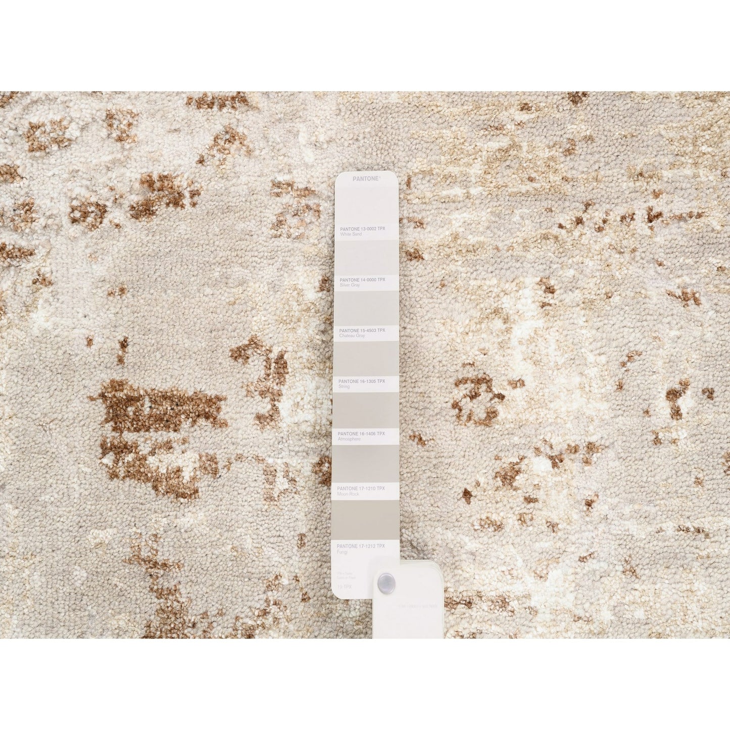 2'9"X10' Beige With Brown Modern Wool-Silk Hand Knotted Runner Rug