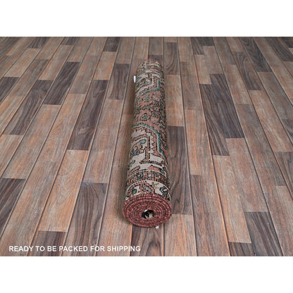 3'X8'1" Peach Vintage Zoroastrian Khamadan Hand Knotted Wool Runner Rug