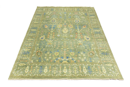 Large Handmade Olive Green Chobi Wool Tree of Life Rug 8X10 ft