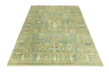 Large Handmade Olive Green Chobi Wool Tree of Life Rug 8X10 ft