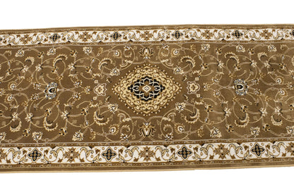Classic Brown Floral Vintage Style 3x12 Machine Made Oriental Rug Runner