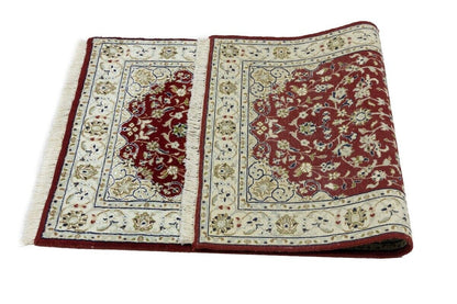 Handmade Indo-Nain Oriental Rug Classic Red