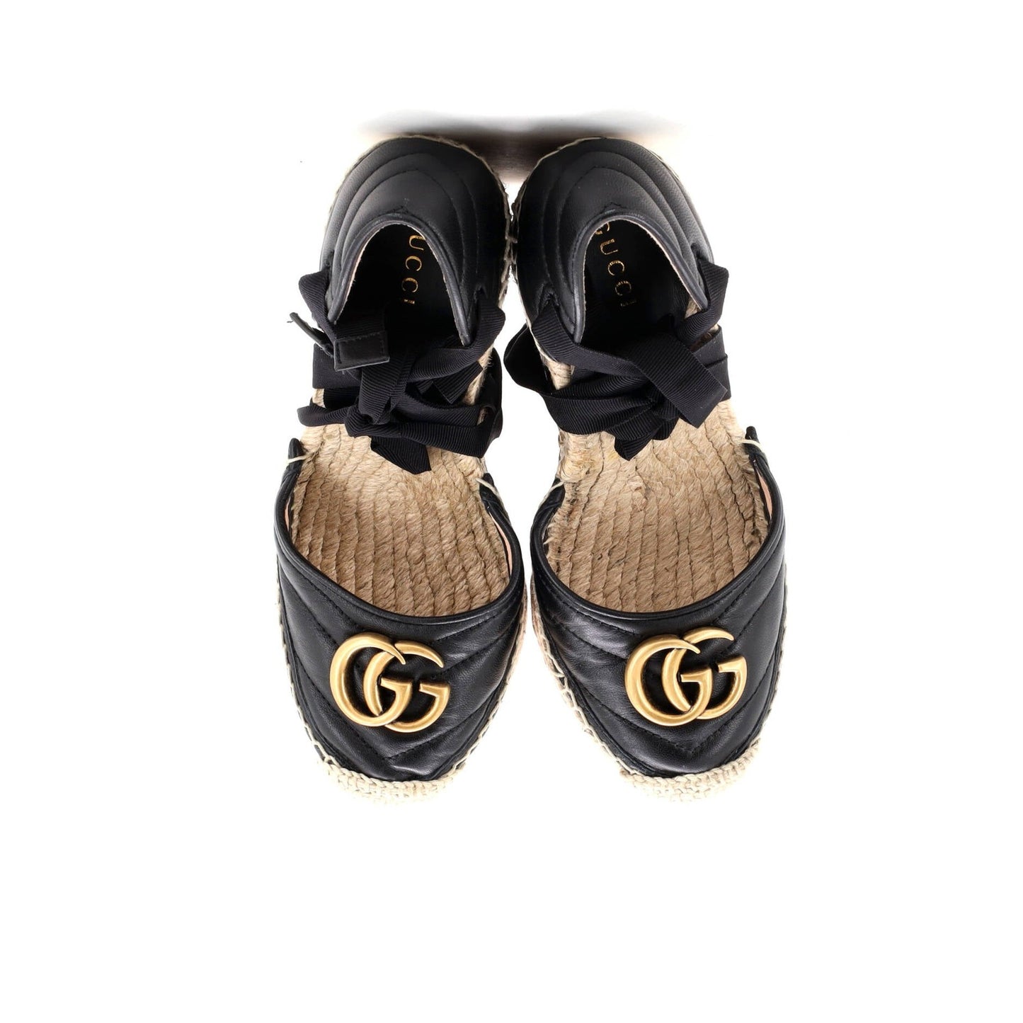 Gucci Women'S Gg Marmont Wedge Espadrilles Matelasse Leather