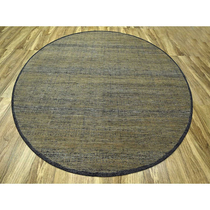 10'X10' Brown Pure Wool Rug Hand Knotted Distressed Grass Design Round