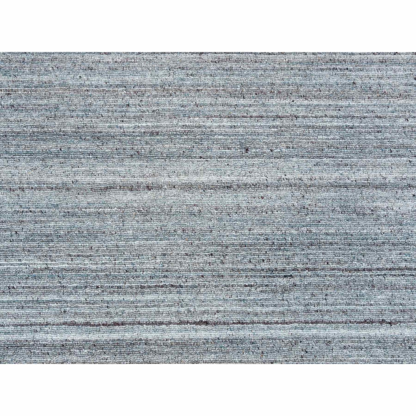 12'X12' Gray Wool Hand Loomed Modern Striae Design Square Oriental Rug