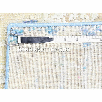 3'X10'1" Ivory The Cardiac Design Silk/Wool Hand Knotted Runner Rug