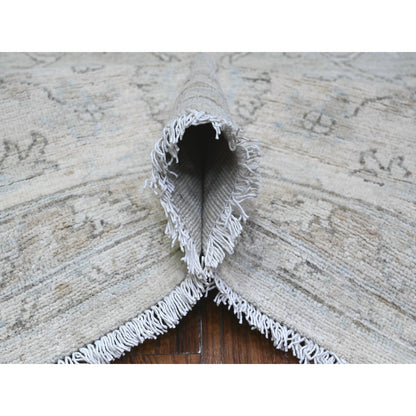 8'10"X11'10" Goose Gray Hand Knotted Pure Wool White Wash Peshawar Rug