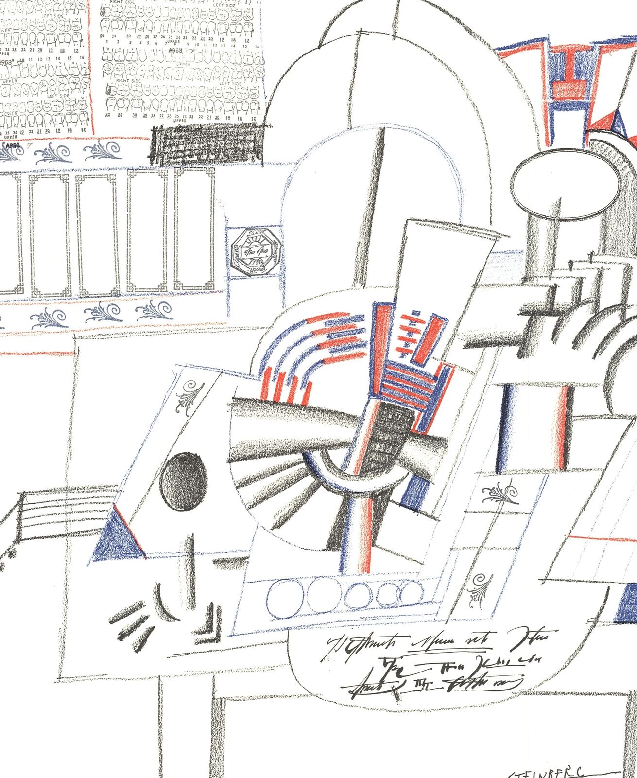 Saul Steinberg Maeght-Zurich Signed " Lithograph Modernism Mul