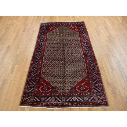 5'X9'6" Brown New Zoroastrian Serrib Pure Wool Hand Knotted Runner Rug