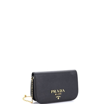 Prada Convertible Flap Clutch Saffiano Leather Small
