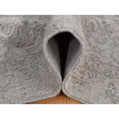 8'9"X12'1"Taupe Fine Jacquard Loomed Wool And Silk Zoroastrian Design Rug