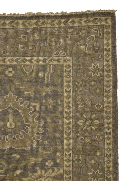 Handmade Brown Floral Oriental Rug Transitional