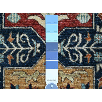 2'7"X7'10" Blue Caucasian Akstafa Design Hand Knotted All Wool Runner Rug