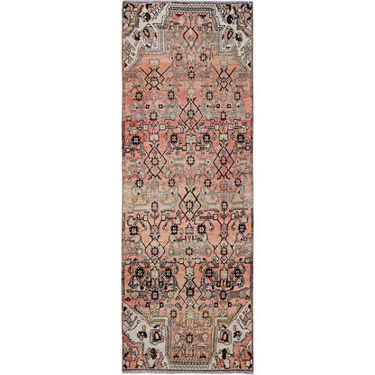 3'X8'6" Faded Red Vintage Zoroastrian Khamadan Hand Knotted Wool Runner Rug