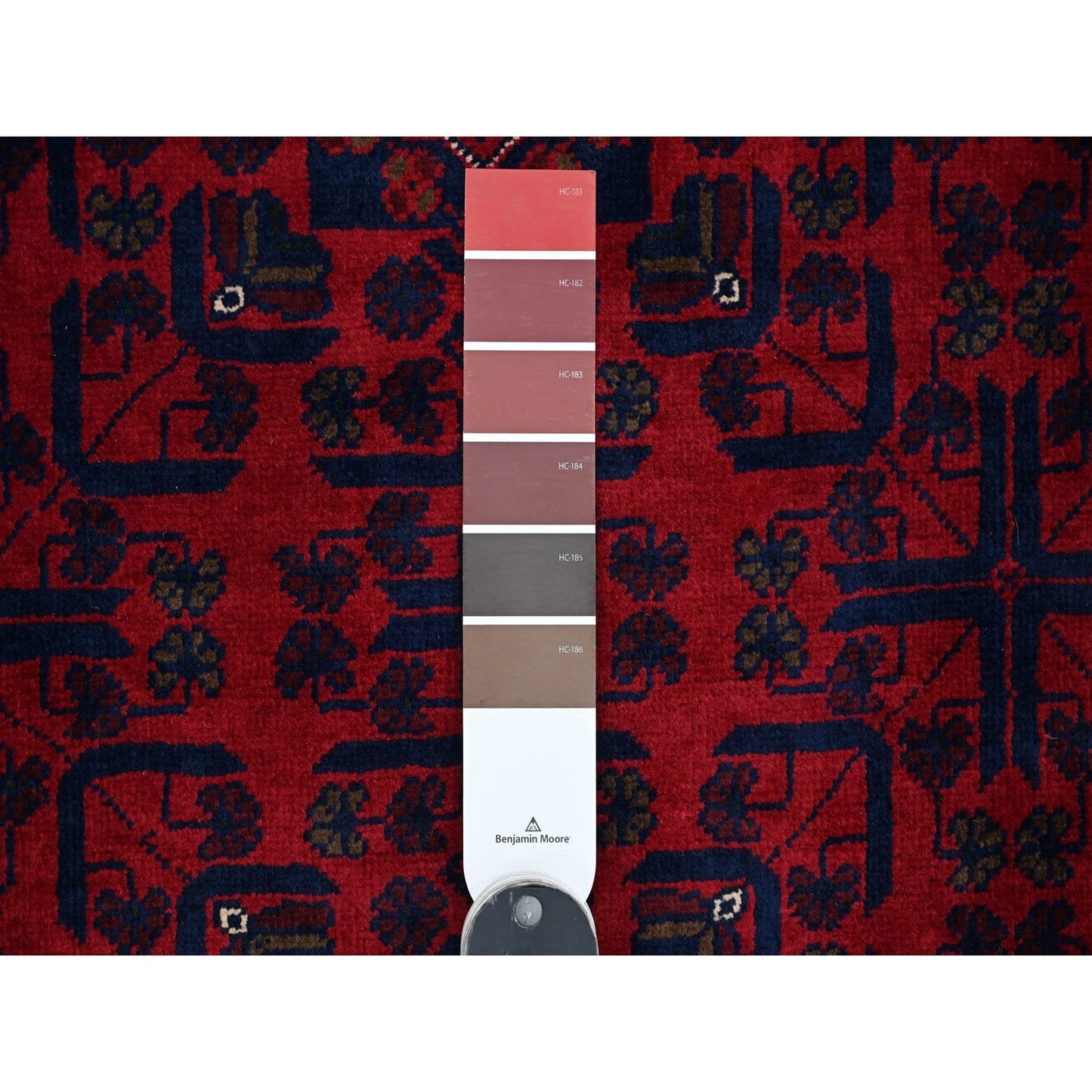 10'X13'6" Deep Red Afghan Khamyab Star Design 100% Wool Hand Knotted Rug