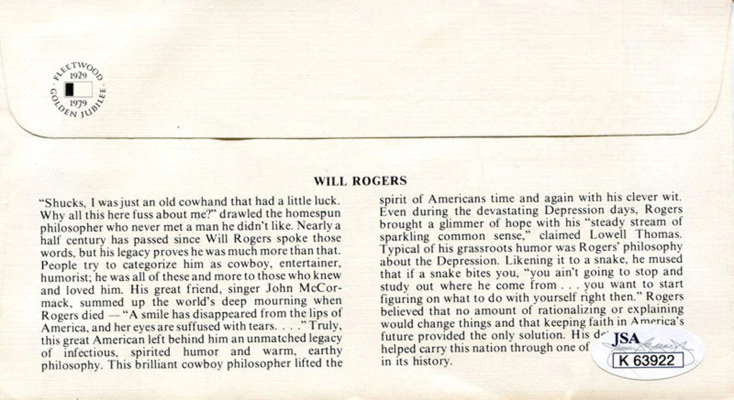 Clayton Moore The Lone Ranger Autographed First Day Envelope (Jsa)