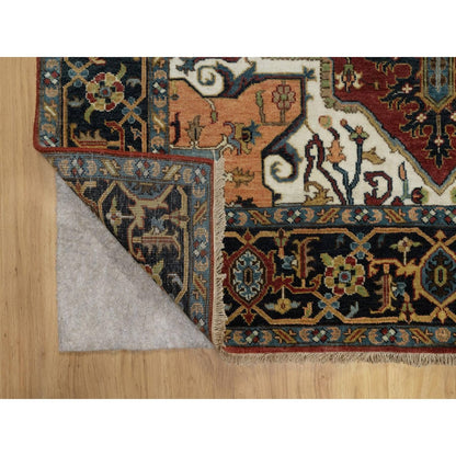 5'X7'2" Red Hand Knotted Wool Rug Antiqued Fine Heris Revival Oriental