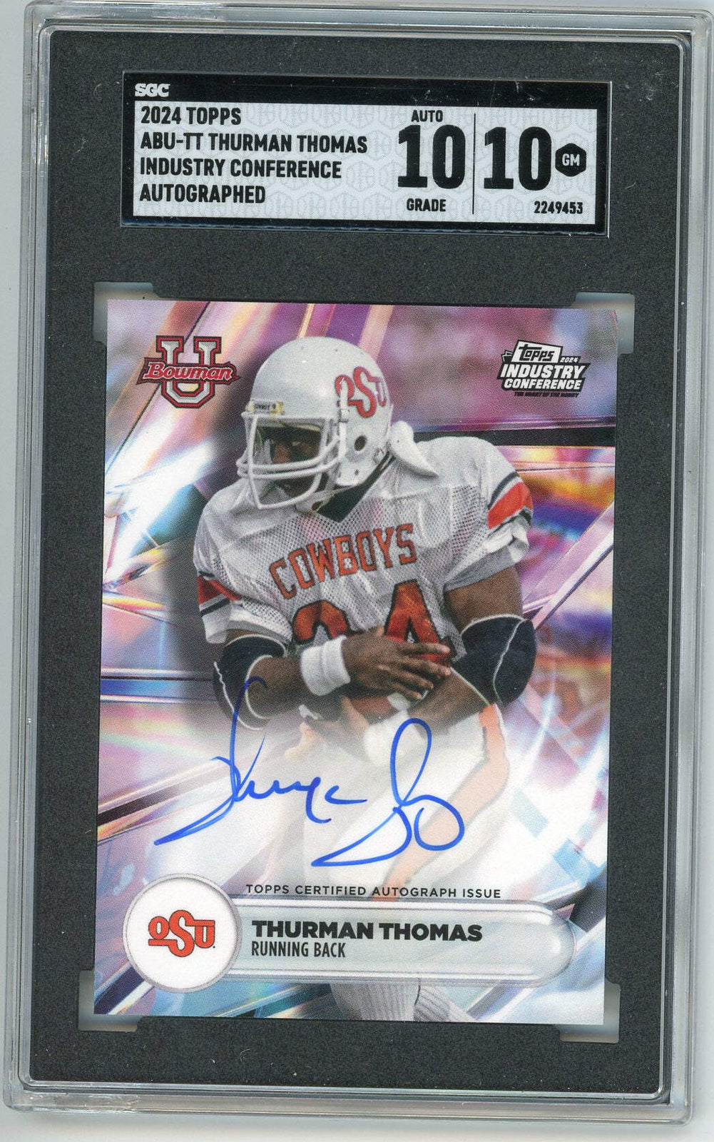 Thurman Thomas 2024 Topps Industry Conference Autographed Sgc 10 Auto 10