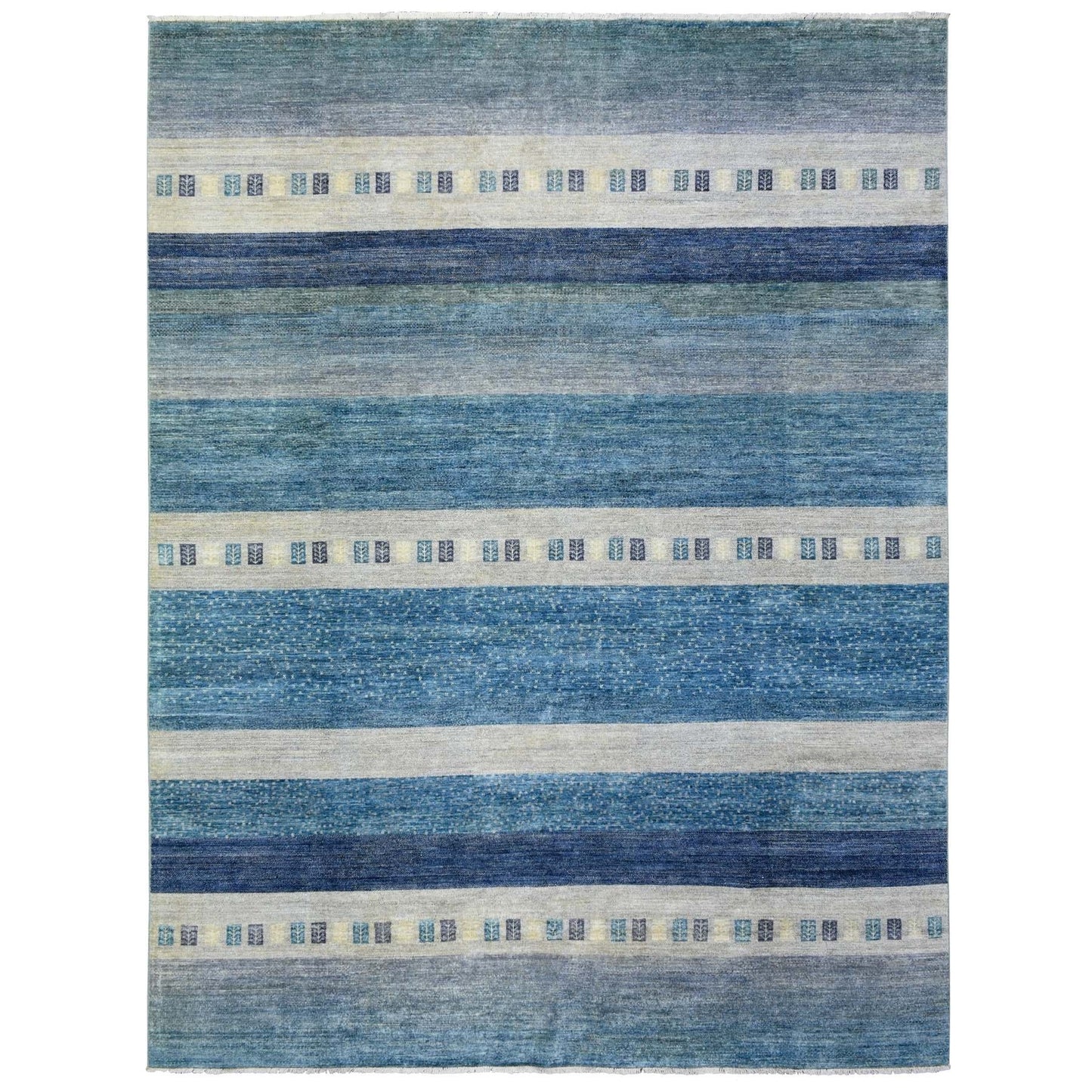 9'X11'9" Light Blue Afghan Kashkuli Gabbeh Pure Wool Hand Knotted Rug
