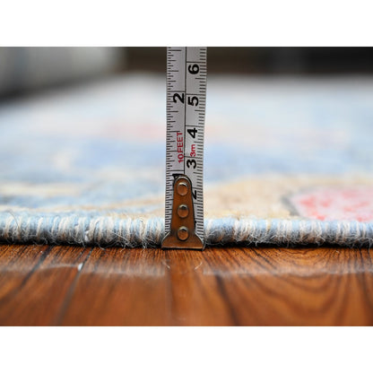 6'X11'10" Blue Birds Of Paradise Peshawar Hand Knotted Wide Runner Rug