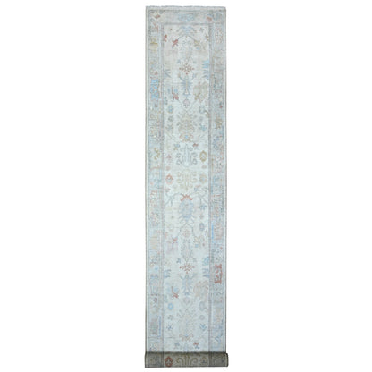 2'8"X19'2" Platinum White Angora Oushak Oversized Runner Oriental Rug