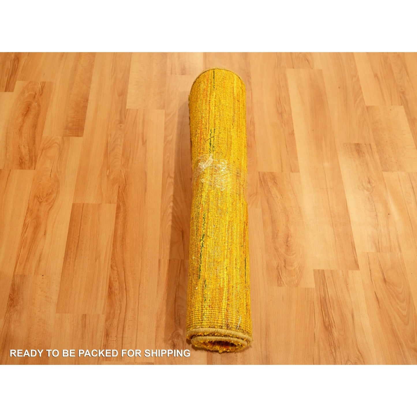 2'X3' Gold Color Hand Knotted Plain Solid Design Pure Sari Silk Mat Rug