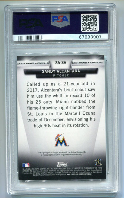 Sandy Alcantara 2018 Topps Salute Marlins #Sa /25 (Psa) Auth/Auto 9 Card