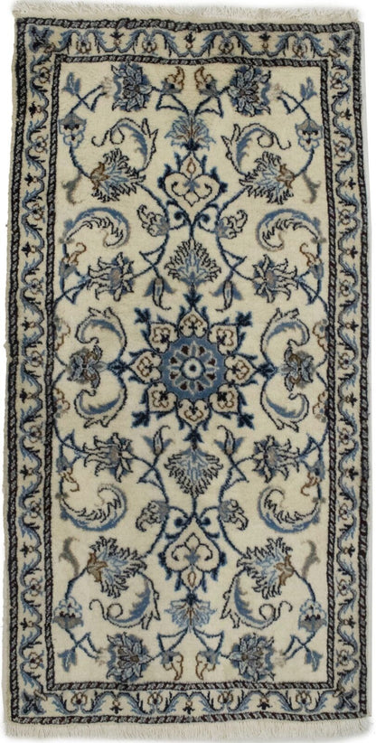 Small Cream Nain Oriental Rug Handmade Plush