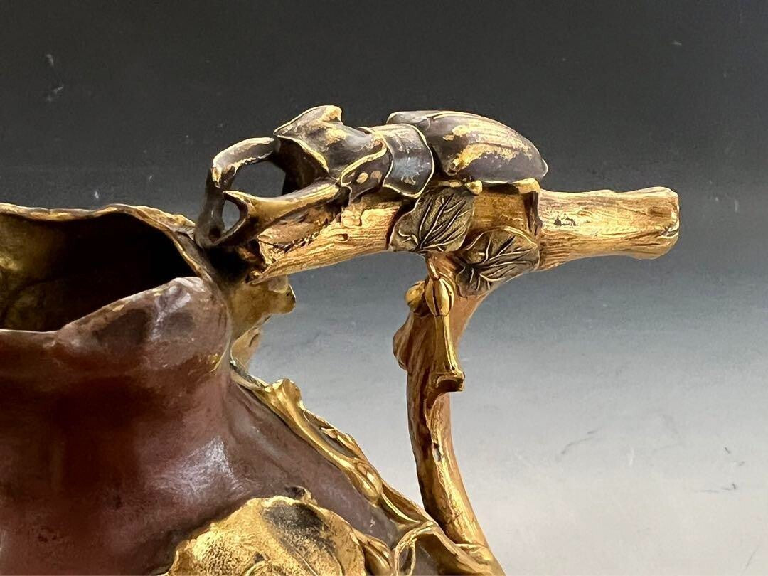 Christofle Bronze Vase By Henri Varenne 1900C Vines And Stag Beetles