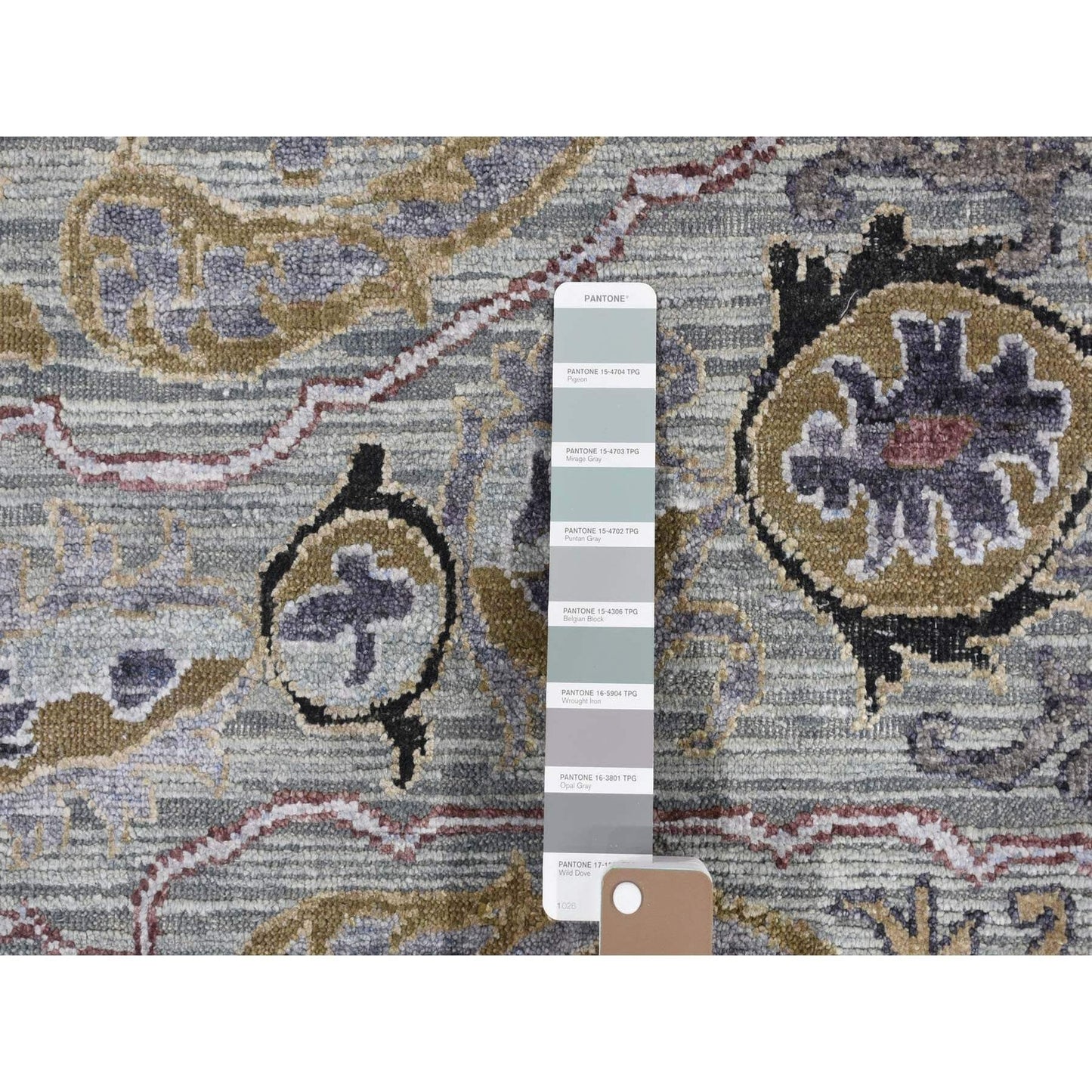 9'X12' Silver Gray The Maharaja Design Silk With Wool Hand Knotted Rug