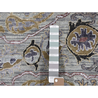 9'X12' Silver Gray The Maharaja Design Silk With Wool Hand Knotted Rug