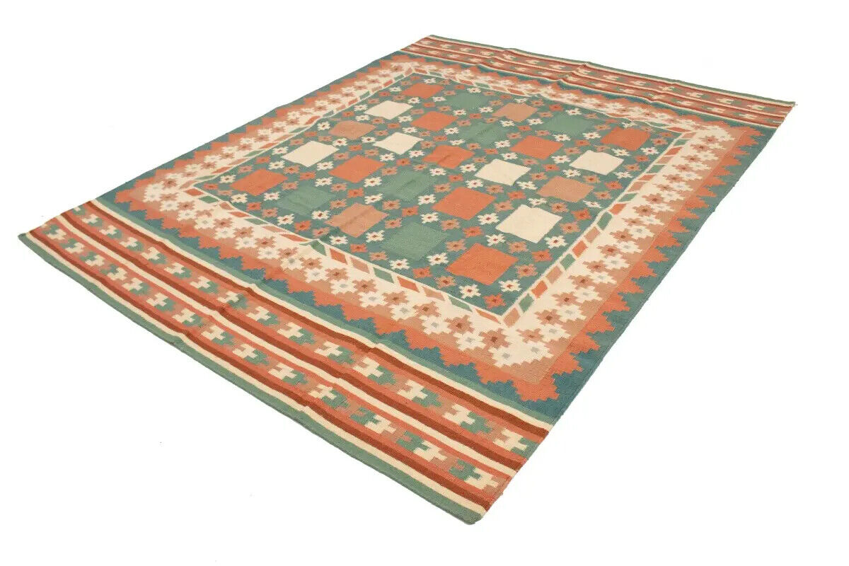Geometric Dhurrie Rug Reversible Flat-Weave