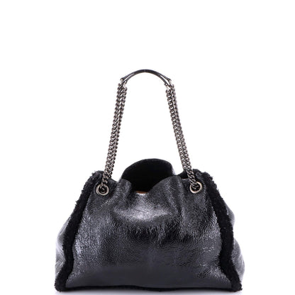 Gucci Soho Chain Strap Shoulder Bag Patent And Shearling Medium