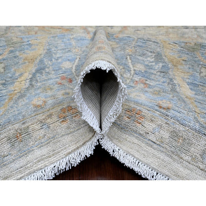 8'2"X10' White Afghan Peshawar Heris All Over Motif Hand Knotted Wool Rug