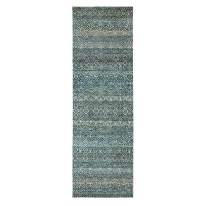 2'5"X7'7" Blue Kohinoor Herat Pattern Soft Wool Hand Knotted Runner Rug