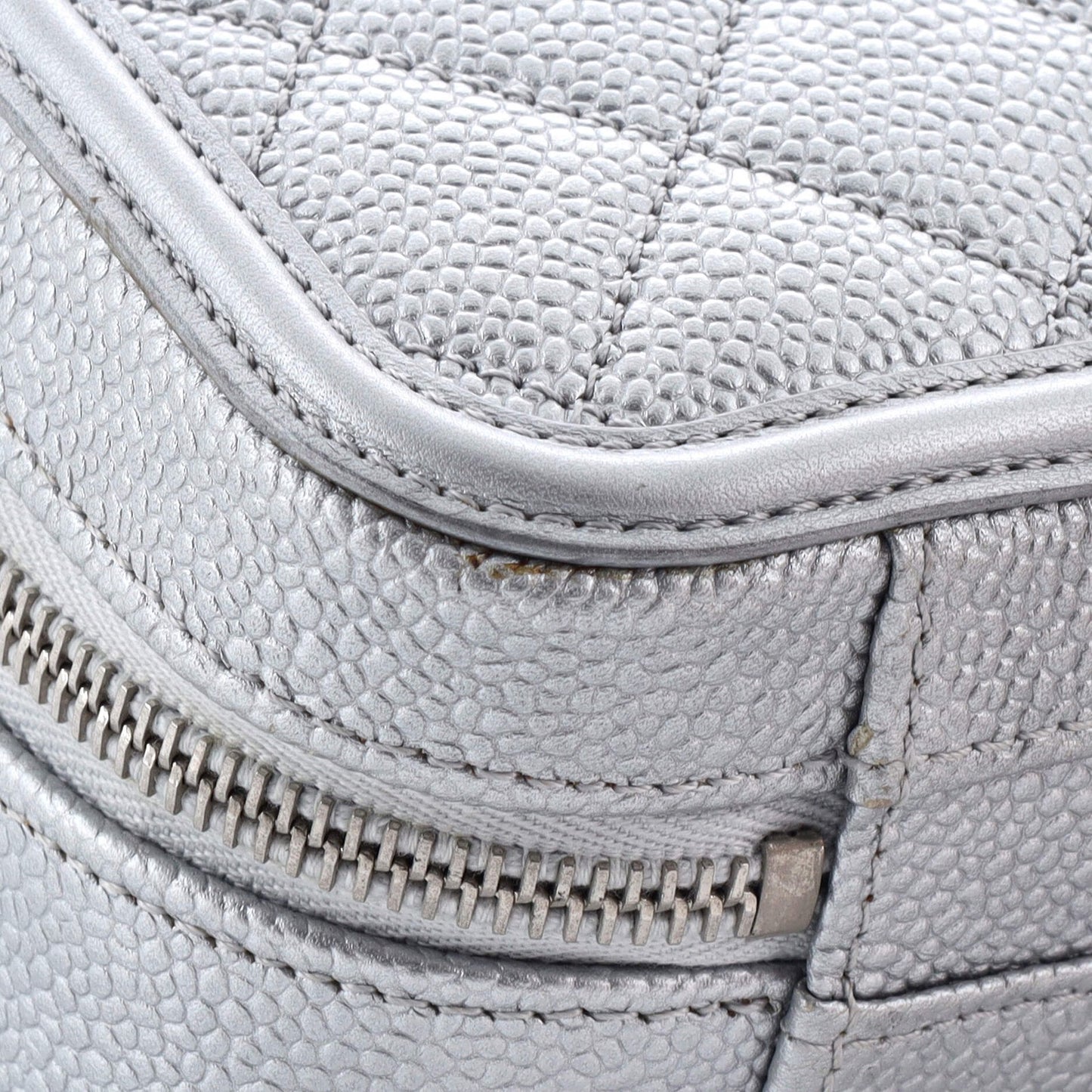 Chanel Filigree Vanity Case Quilted Metallic Caviar Medium