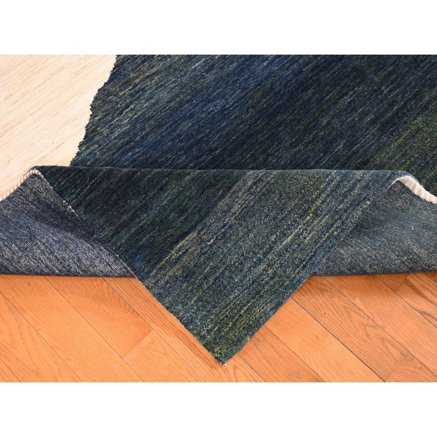 8'7"X12' Ivory Modern Wool Gabbeh Design Hand Knotted Oriental Rug