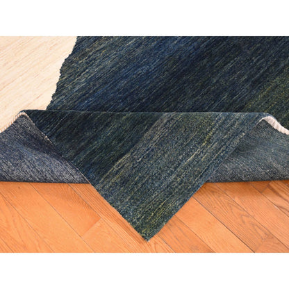 8'7"X12' Ivory Modern Wool Gabbeh Design Hand Knotted Oriental Rug