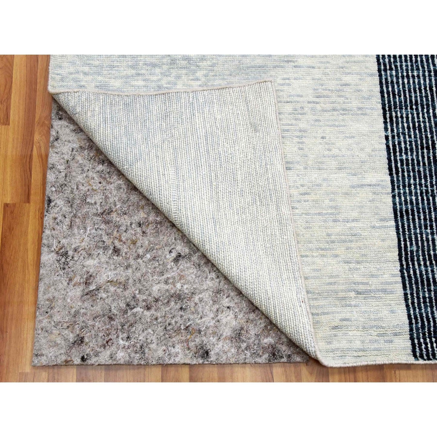 12'1"X18' Gray Art Deco Collection Soft Wool Hand Knotted Oversized Rug