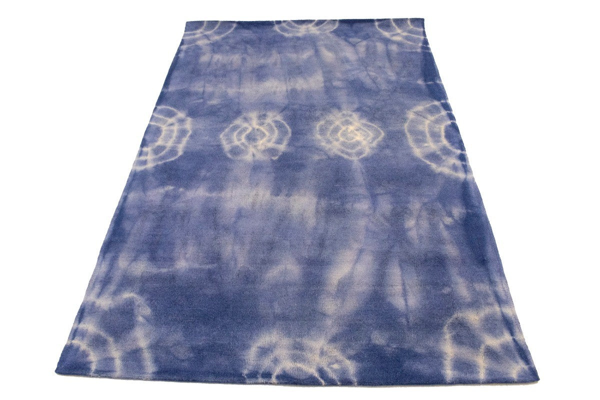 Purple-navy Tie-Dye Design 5X8 Hand-Tufted Modern Rug Contemporary Kids Carpet