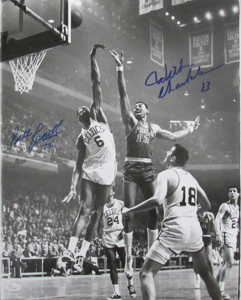 Wilt Chamberlain/Bill Russell Dual-Signed/Autographed 16X20 B/W Photo Jsa 190482