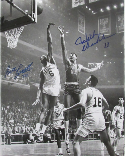Wilt Chamberlain/Bill Russell Dual-Signed/Autographed 16X20 B/W Photo Jsa 190482