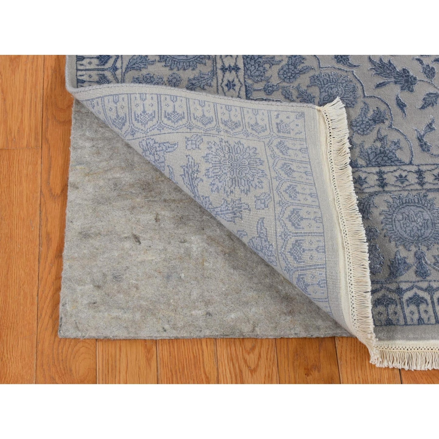 5'7"X7'10" Gray Kishoon Design 250 Kpsi Wool And Silk Hand Knotted Rug