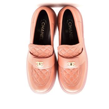 Chanel Women'S Cc Loafers Quilted Leather