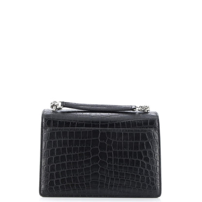 Saint Laurent Sunset Crossbody Bag Crocodile Embossed Leather Medium