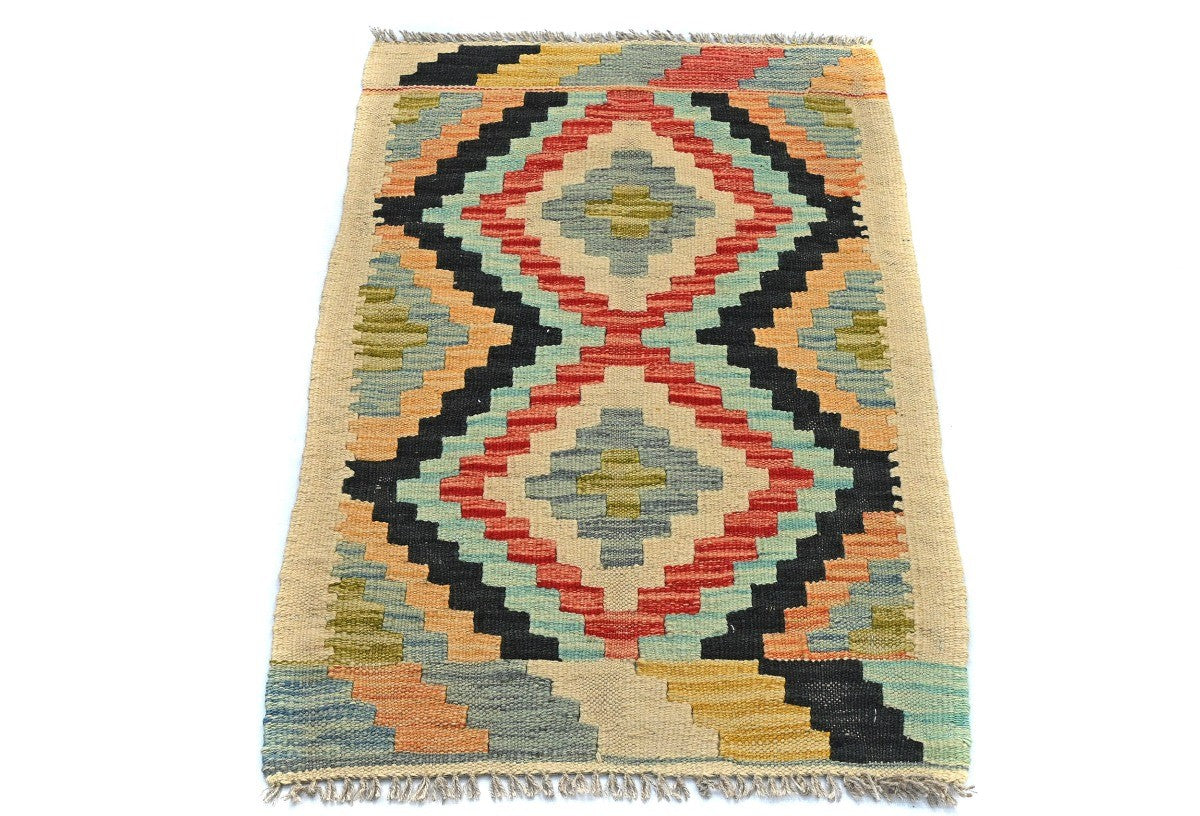 Reversible 2X3 Kilim Flat-Woven Oriental Rug Small Decor for Bedroom Bathroom