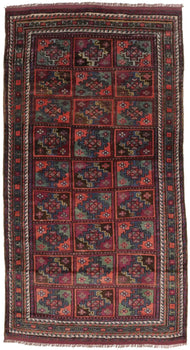 Vintage Violet Brown Oriental Rug Tribal Design
