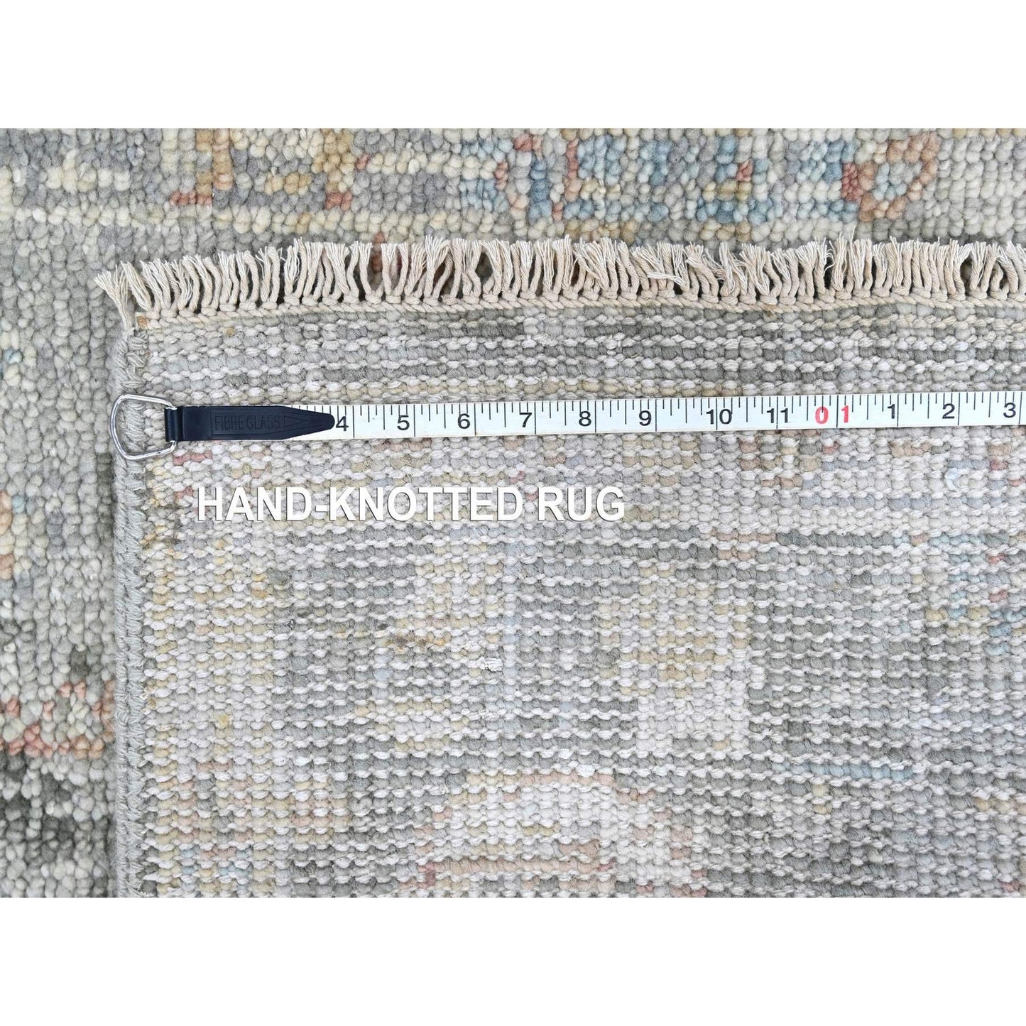 2'6"X8'10" Misty Gray Oushak Design Hand Knotted Soft Wool Runner Rug