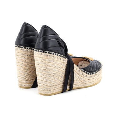 Gucci Women'S Gg Marmont Wedge Espadrilles Matelasse Leather